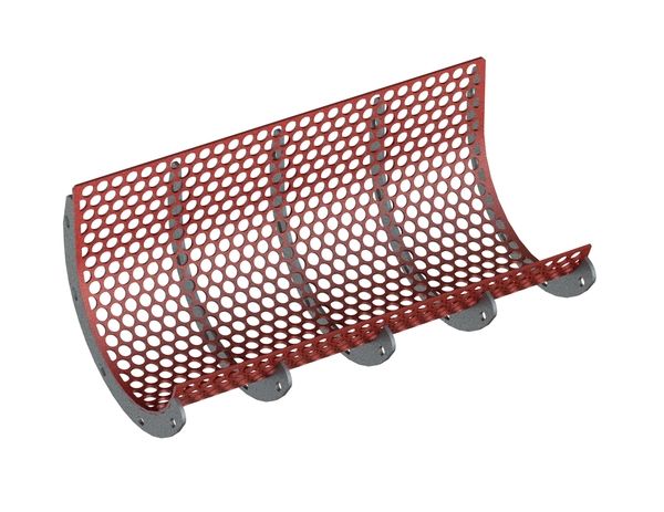 Panier de criblage, largeur 1390 mm, épaisseur de tôle perforée t=10, perforation Ø40, ligament 8 pour Zeno Zerkleinerungsmaschinen 