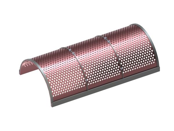 Panier de crible largeur 1680, épaisseur t=15, perforation Ø25, ligament 11.5, Hardox pour Artech Recyclingtechnik GmbH 