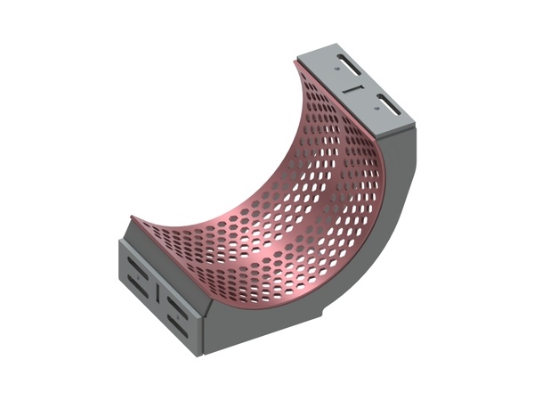 Panier de crible largeur 736, épaisseur t=15, perforation hexagonale largeur sur plats 30 pour Untha 