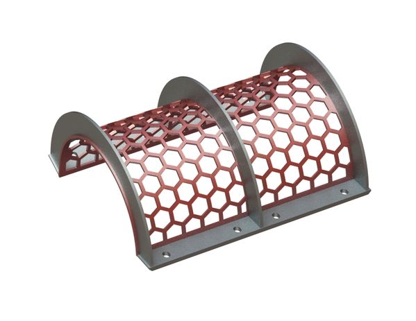 Panier de crible largeur 796, épaisseur t=8, perforation hexagonale largeur sur plats 60 pour Vecoplan 