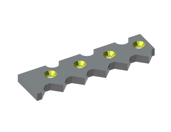 Pettine raschiatore centrale 399x125x28 Eco Line, 4 fori svasati, versione X per Weima Maschinenbau GmbH 