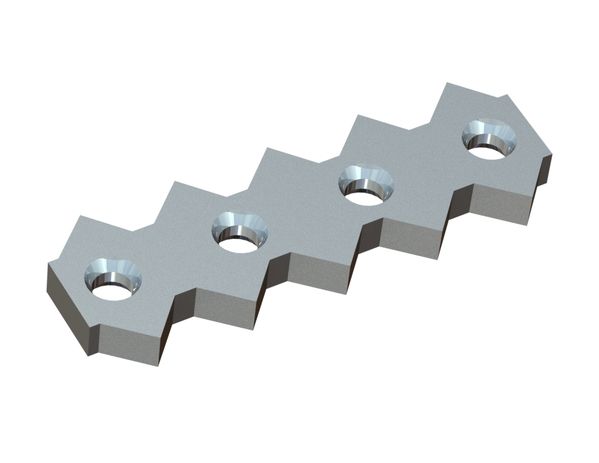 Pettine raschiatore centrale 399x125x28 Premium Line, 4 fori svasati, passo denti 80 per Weima Maschinenbau GmbH 