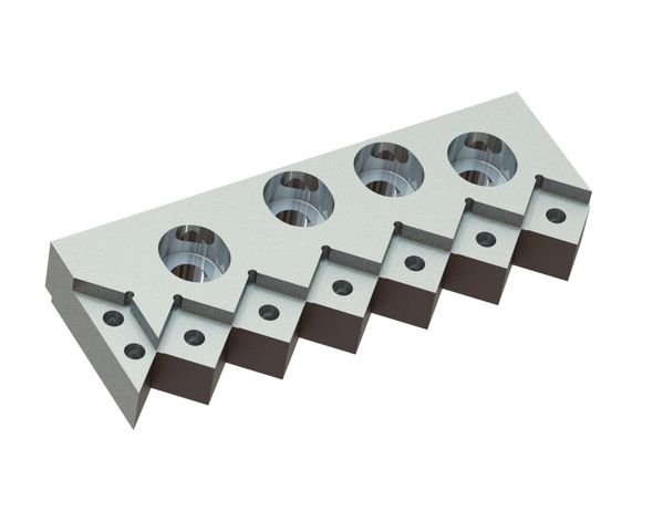 Porte-couteau droit 362x130x50, 4 lumières, 8xM14 filetages 