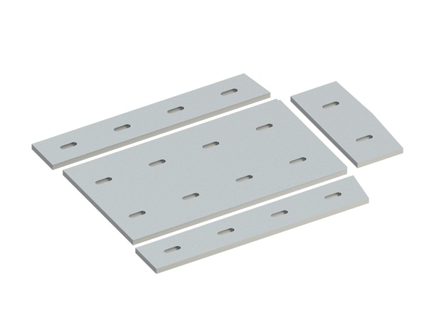 Repair plate set, 4-piece, for hydraulic ram assembly lever arm, short for Lindner Recyclingtech 