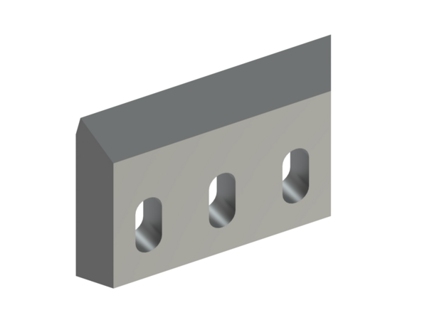 Rotor knife 125x83x16, Premium Line, 3 slotted holes 13x28, cutting edge 38°/12°, Y version for Hosokawa Alpine AG 