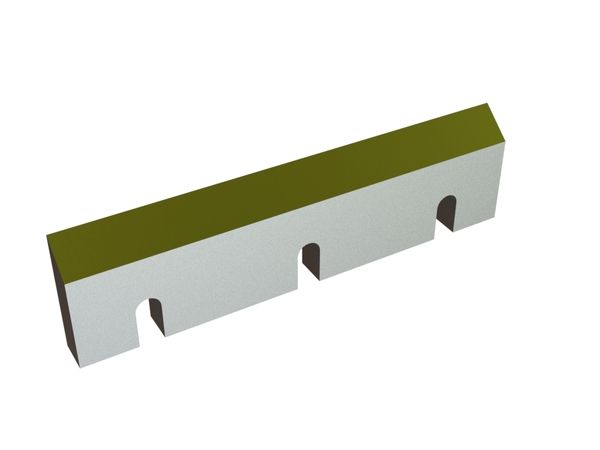 Rotor knife 340x90x25, Eco Line, 3 slots, cutting edge 50°, 2x M14x1.5 fine threads, X version for Hosokawa Alpine AG 