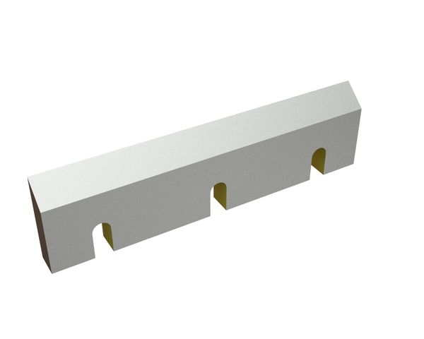 Rotor knife 340x90x25 StandardCut, 3 slots, cutting edge 50°, 2 M14x1.5 fine threads, Y version for Hosokawa Alpine AG 