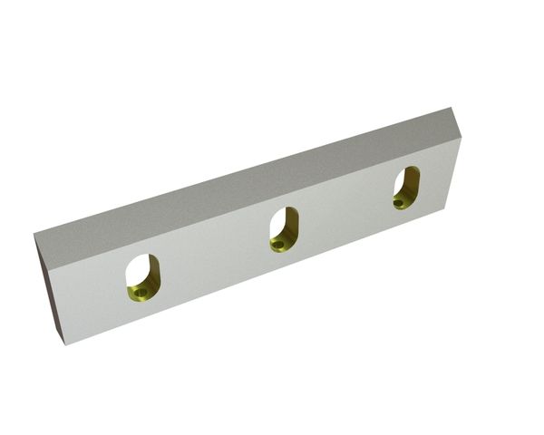 Rotor knife left 304x75x17, StandardCut, 3 slotted holes, cutting edge 55°/50°, X version for Rapid Granulator AB 