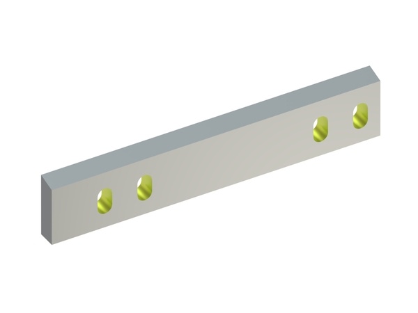 Rotor knife left 495x95x28, Eco Line, 4 long holes, cutting edge 75°, X-variant 