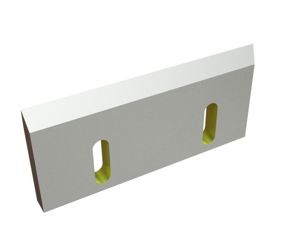 Rotor knife right 210x90x16, Eco Line, 2 slotted holes, cutting edge 7° (front)/50°, X version for Hosokawa Alpine AG 