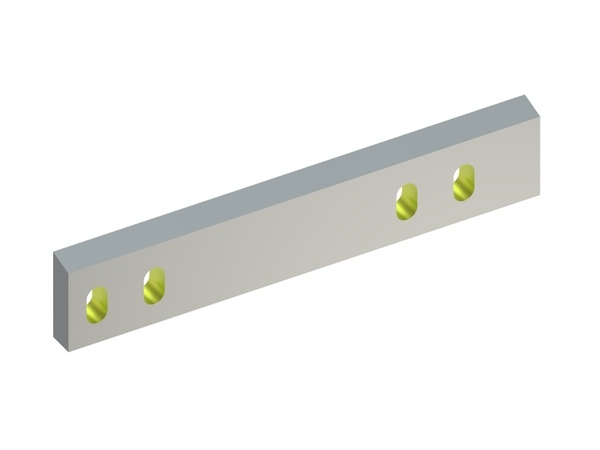 Rotor knife right 495x95x28, Eco Line, 4 long holes, cutting edge 75°, X-variant 