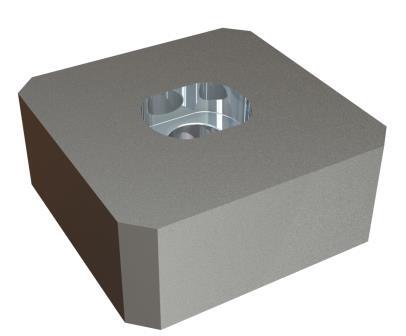 Schneidkrone 119x119x49, Premium Line, beidseitige Bohrung mit langlochförmiger Senkung, X-Version für Bano Recycling s.r.l. 