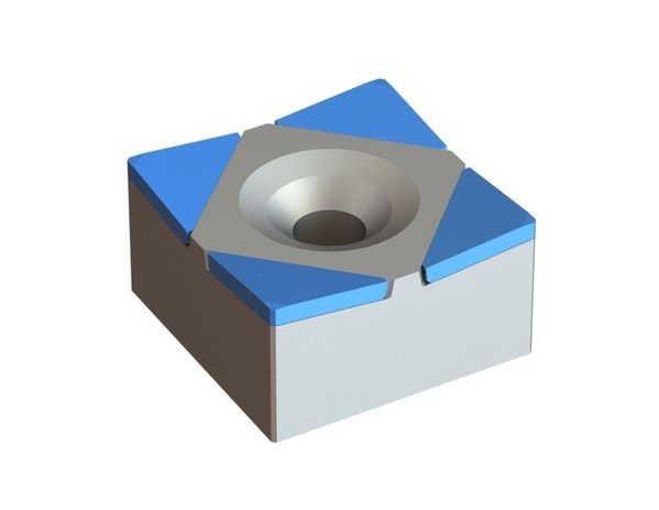 Schneidkrone 75x75x40, Hybrid Line, Schneide 90°, Hartmetall-Qualität = H4, Kegelsenkung 130° für Previero 