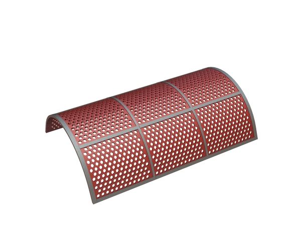 Screen basket 1228 mm wide, screen plate thickness t=12, perforation Ø12 ligament 6, Hardox for Previero 