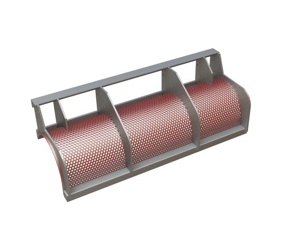 Screen basket 1298 mm wide, screen plate thickness t=8, perforation Ø12 ligament 5, Hardox for Vecoplan LLC (Retech) Vecoplan VAZ 1300