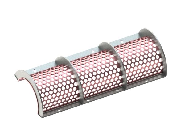 Screen basket 1300 mm wide, screen plate thickness t=8, perforation Ø35 ligament 8, Hardox for Vecoplan LLC (Retech) 