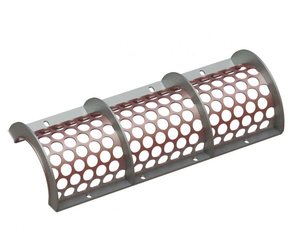 Screen basket 1300 mm wide, screen plate thickness t=8, perforation Ø60 ligament 11, 4 ribs, Hardox for Vecoplan LLC (Retech) Vecoplan VAZ 1300