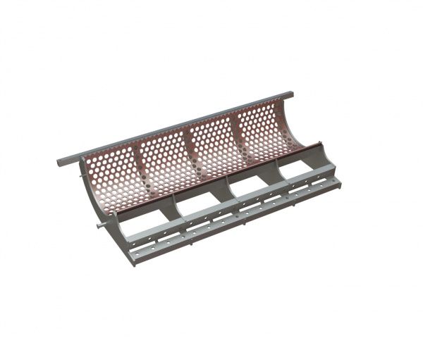Screen basket 2030 mm wide, screen plate thickness t=10, Hardox perforation Ø40 ligament 13.8 for Vecoplan LLC (Retech) Vecoplan VAZ 160/200