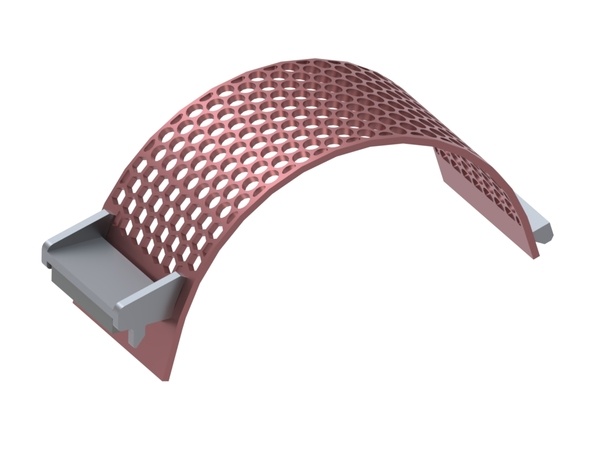 Screen basket 340 wide, sheet thickness t=15 hexagonal hole, SW33, bar width 8, for Lindner Recyclingtech Lindner Power Komet 2800