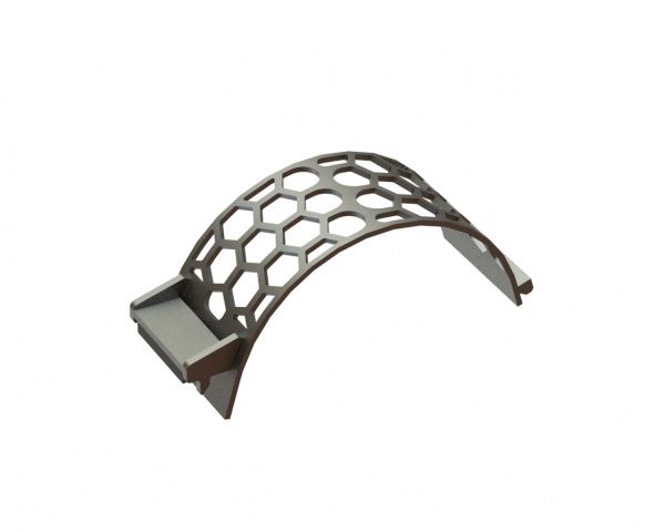 Screen basket 340 wide, sheet thickness t=15 hexagonal holes, WAF 90, bar width 18, Creusabro for Lindner Recyclingtech 