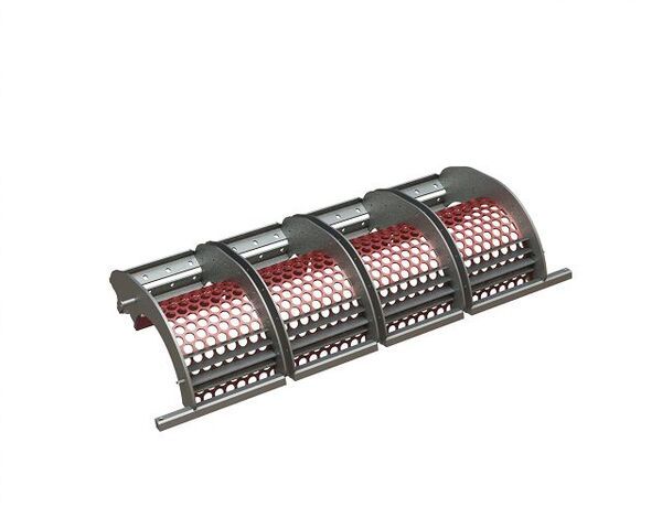 Screen basket 4-piece width 2030, plate thickness t=12, perforation Ø80, ligament 15, Hardox for Vecoplan 