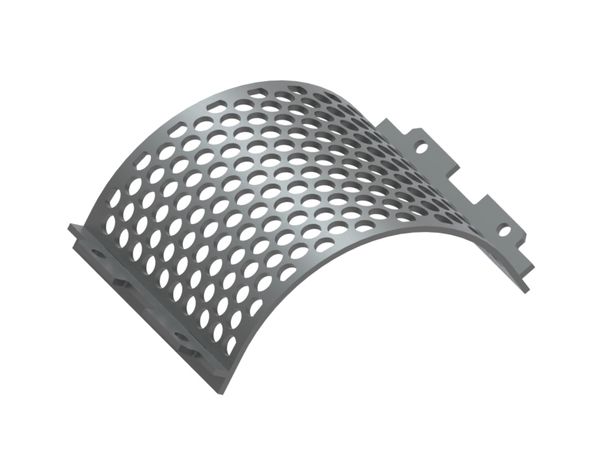 Screen basket 414 mm wide, screen plate thickness t=10, perforation Ø25.4 ligament 8 for Vecoplan 