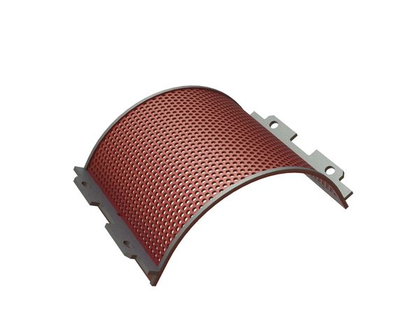 Screen basket 414 mm wide, screen plate thickness t=6, perforation Ø10 ligament 5, Hardox for Vecoplan LLC (Retech) Vecoplan V-ECO 1300