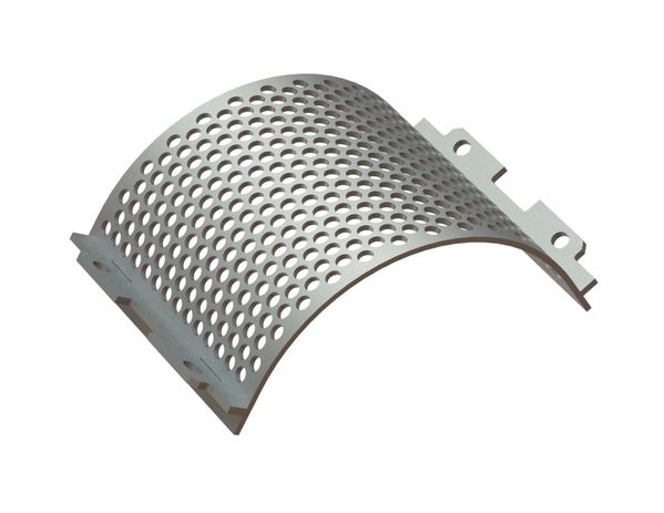Screen basket 414 mm wide, screen plate thickness t=8, perforation Ø20 ligament 7 for Vecoplan LLC (Retech) 