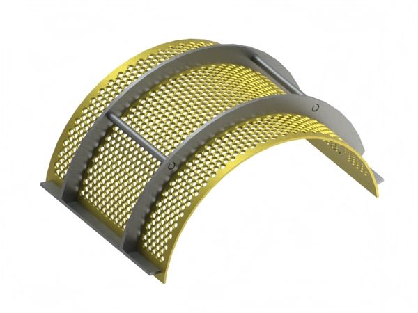 Screen basket 487 wide, plate thickness t=6, perforation Ø11, ligament 5 for Herbold Meckesheim USA - Resource Recycling Systems Inc. 