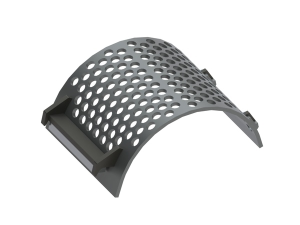 Screen basket 497 wide, sheet thickness t=15 hole Ø70, bar width 17 