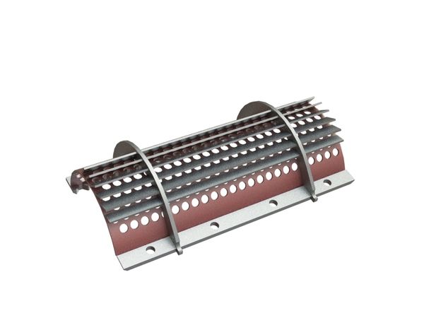 Screen basket 701 mm wide, screen plate thickness t=6, perforation Ø22 ligament 6/10, Hardox 450 for Untha Untha LR