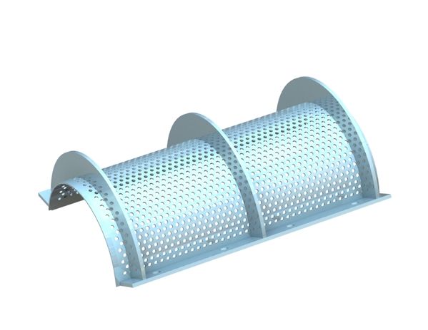 Screen basket 798 mm wide, screen plate thickness t=4, perforation Ø4 ligament 4, stainless steel for Vecoplan LLC (Retech) Vecoplan VAZ 800 XL