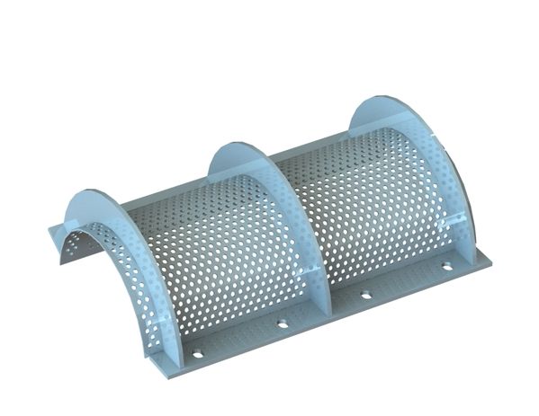 Screen basket 798 mm wide, screen plate thickness t=4, perforation Ø6 ligament 5, stainless steel for Vecoplan Vecoplan VAZ 800 XL