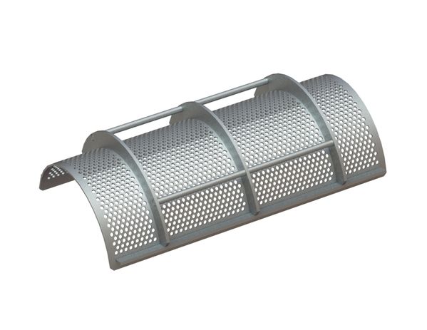 Screen basket 975 wide, sheet thickness t=5 hole Ø12, bar width 5 for Herbold Meckesheim USA - Resource Recycling Systems Inc. 