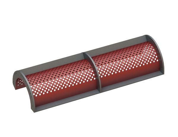 Screen basket, width 1498 mm, perforated plate thickness t=8, diagonal perforation Ø20, ligament 9 for Weima Maschinenbau GmbH 