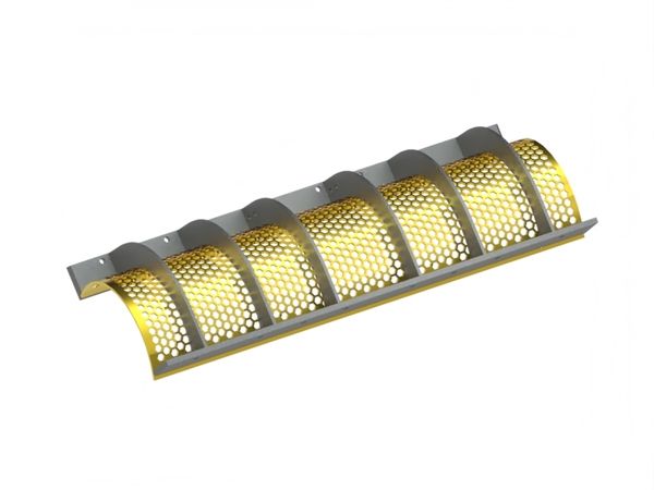 Screen basket width 1757, plate thickness t=10, hexagonal perforation width across flats 25.4 