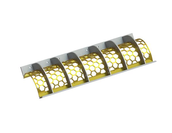 Screen basket width 1758, plate thickness t=10, hexagonal perforation width across flats 70 