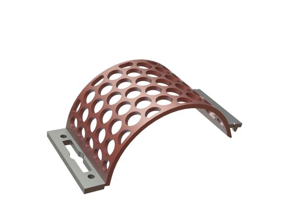 Screen basket width 308, screen plate thickness t=15, perforation Ø50, ligament 11, Hardox, patented for Lindner Recyclingtech Lindner Antares 1600