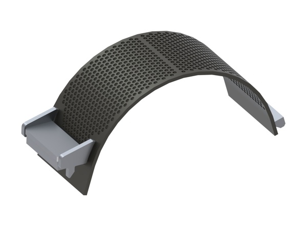 Screen basket width 340, screen plate thickness t=15, perforation Ø15, ligament 5, Creusabro for Lindner Recyclingtech Lindner Komet HP