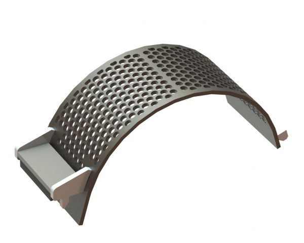 Screen basket width 340, screen plate thickness t=15, perforation Ø25, ligament 7, Creusabro for Lindner Recyclingtech Lindner Komet HP