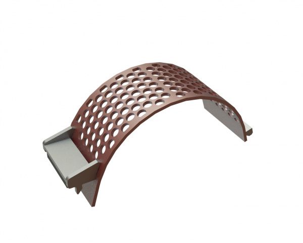 Screen basket width 340, screen plate thickness t=15, perforation Ø40, ligament 10, Hardox, patented for Lindner Recyclingtech Lindner Komet HP