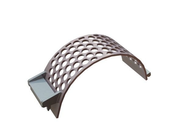 Screen basket width 340, screen plate thickness t=15, perforation Ø55, ligament 12, Hardox, patented for Lindner Recyclingtech Lindner Power Komet 2800