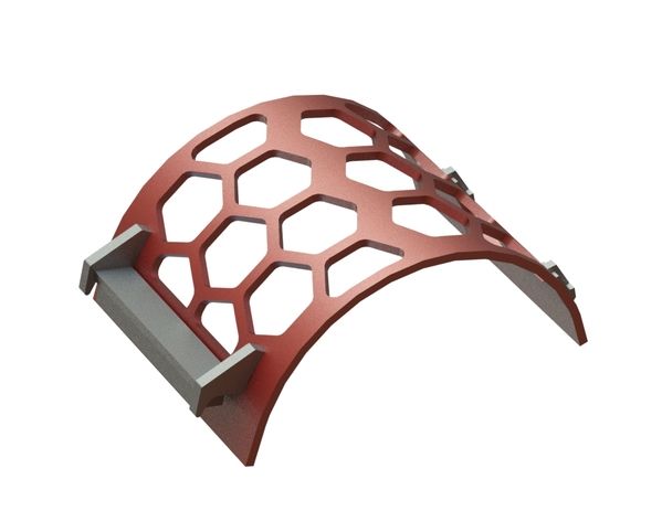 Screen basket width 497, plate thickness t=15, perforation width across flats 120, ligament 20 for Lindner Recyclingtech 