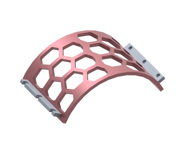 Screen basket width 530, plate thickness t=25, hexagonal perforation width across flats 130 for Lindner Recyclingtech 