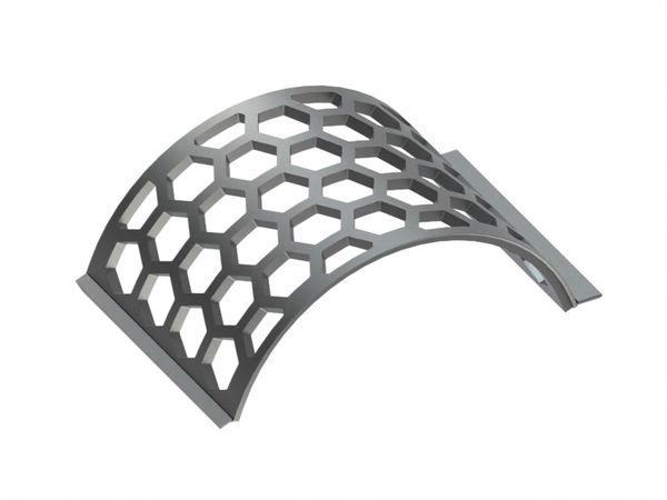 Screen basket width 577, plate thickness t=25, hex. perforation width across flats 100, ligament 25 for Lindner Recyclingtech 