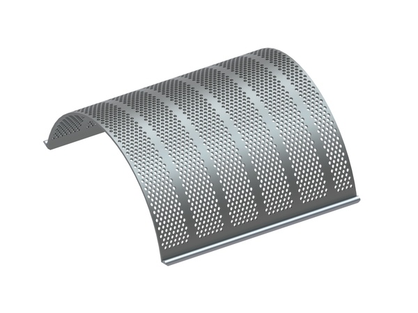Screen basket, width 788, screen plate thickness t=10, S355, perforation Ø12 ligament 5 for Herbold Meckesheim GmbH 