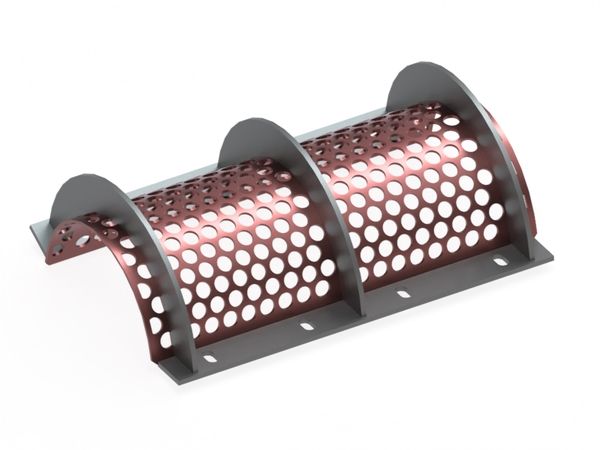 Screen basket width 796, plate thickness t=6, perforation Ø30, bar 8, Hardox for Vecoplan 