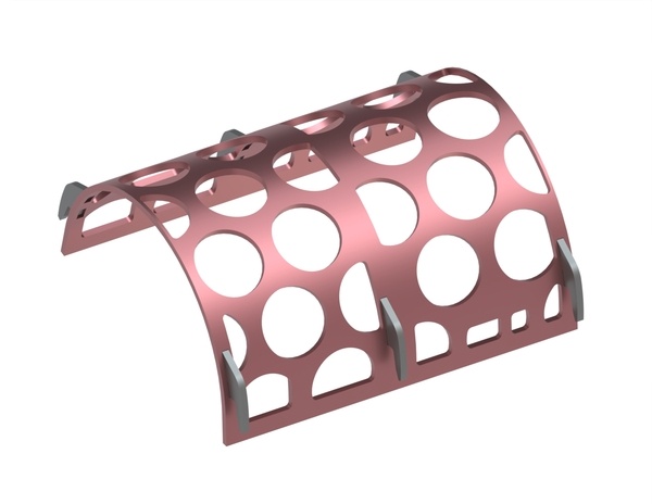 Screen basket width 835, plate thickness t=15, perforation Ø150, bar 34, Hardox for Vecoplan LLC (Retech) 