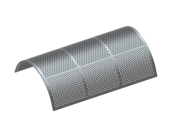 Screen plate, width 1228, screen plate thickness t=15, stepped perforation Ø14/Ø16, mild steel for Previero 