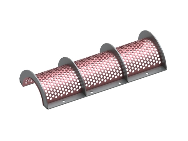 Siebkorb 1300 mm breit, Siebblechstärke t=8, Lochung Ø25 Steg 8, Hardox für Vecoplan 